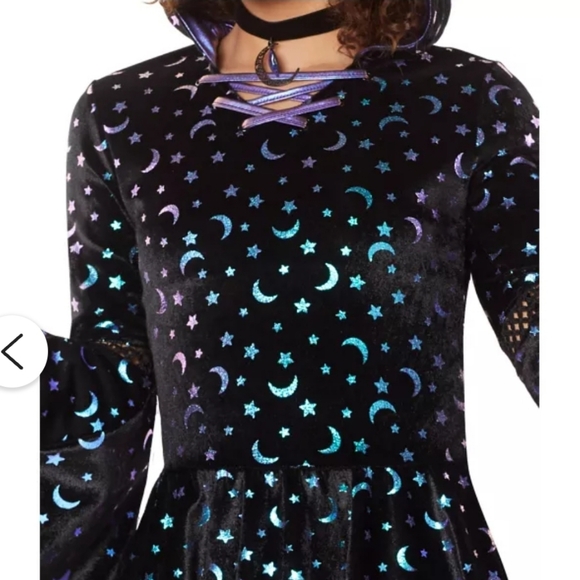 Girls Coven Witch Costume Dress Hooded Spirit Halloween Size Small 4-6 - Picture 3 of 11